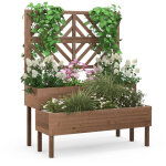 Northix - jardiniere a 2 niveaux avec treillis jardiniere surelevee en bois avec pieds trou de drainage ...