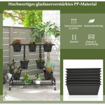 Northix - jardiniere avec bacs a fleurs escalier a fleurs avec roulettes 100 x 56 x 99 cm noir