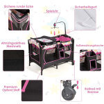 Northix - lit bebe 4 en 1 lit de voyage pliant lit dappoint table a langer parc noir rose
