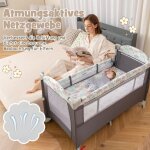 Northix - lit dappoint pliant 5 en 1 lit de voyage avec matelas lit bebe a 2 niveaux avec roulettes gris ...