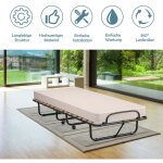 Northix - lit dappoint portable sur roulettes avec matelas a memoire de forme 80 x 190 x 33 cm beige ...