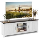 Northix - meuble tv avec 2 portes 2 armoires et etageres ouvertes meuble tv pour televiseurs jusqua 65 ...