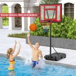 Northix - panier de basket de piscine support de basket exterieur 115 135 cm reglable en hauteur rouge ...