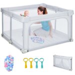 Northix - parc bebe carre 124 x 124 cm grande barriere de jeu gris clair