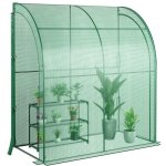 Northix - serre en aluminium mini serre de plain pied avec etagere a fleurs 1985 x 98 x 215 cm vert 88 ...