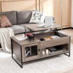 Northix - table basse avec plateau elevateur table centrale avec dispositif de levage pneumatique 106 ...