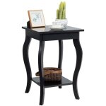 Northix - table dappoint avec etagere aux pieds courbes table de canape table basse 40 x 40 x 60 cm noir ...