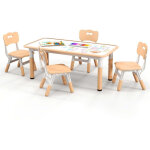 Northix - table pour enfants avec 4 chaises avec plateau graffiti groupe de sieges pour enfants reglable ...