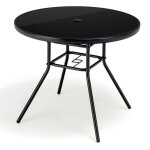 Northix - table de jardin avec plateau en verre trempe table de terrasse avec trou pour parasol 86 x ... Northix - table de jardin avec plateau en verre trempe table de terrasse avec trou pour parasol 86 x ...
