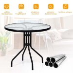 Northix - table de jardin avec plateau en verre trempe trou pour parasol et table de patio a structure ... Northix - table de jardin avec plateau en verre trempe trou pour parasol et table de patio a structure ...