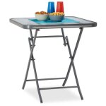 Northix - table de jardin pliante avec plateau en verre