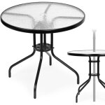 Northix - table de jardin ronde 80 cm pour terrasse jardin balcon verre trempe trou parasol multigarden ...