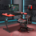Northix - table de jeu en forme de z table dordinateur avec porte gobelet crochet pour casque et support ...