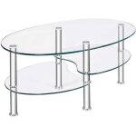 Northix - table en verre a 3 niveaux avec etagere transparente au design ovale moderne a trois niveaux ...