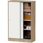 Nova armoire chambre rangement, meuble  chaussures, portes coulissantes 120x74x33cm blanc - briebe