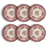 Novastyl - lot de 6 assiettes plates fleuries en porcelaine 26cm, faustine