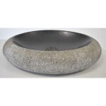 Noveaqua - jamais utilise] vasque lavabo  poser pierre et marbre ovale noir et gris - v16