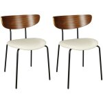 Now's home - lot de 2 chaises en bois et velours �cru, riva