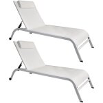 Now's home - lot de 2 chaises longues en acier inoxydable, napoli