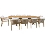 Ensemble de jardin table extensible en bois d'acacia 10 places, saona