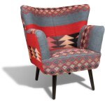 Now's home - fauteuil en kilim brod� main et pieds en bois
