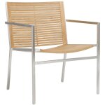 Now's home - fauteuil en teck avec pied en acier inoxydable