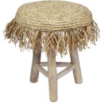 Now's home - tabouret en teck et en jute