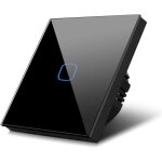 Nterrupteur d'eclairage mural tactile simple a une voie en verre noir avec bouton carr de haute qualit ...