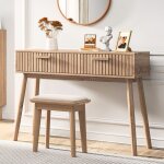 Dans les nuages - console, 2 tiroirs de rangement, commode en bois, poign�es, pieds, style moderne - ...
