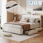 Dans les nuages - lit 160x200 cm, 2 places, avec 4 tiroirs de rangement, usb - a / c charge, poches lat�rales, ...