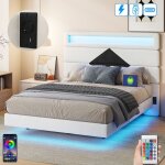 Dans les nuages - lit adulte 140x190 cm, 2 places, avec led, usb - a / c, tête de lit à motif en losange ... Dans les nuages - lit adulte 140x190 cm, 2 places, avec led, usb - a / c, tête de lit à motif en losange ...