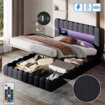 Dans les nuages - lit coffre 180x200 cm, avec �clairages led, hydraulique de rangement, usb - a / c charge, ...