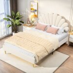 Dans les nuages - lit double 140x200 cm, tissu velours, avec sommier � latte, t�te de lit en forme de ...