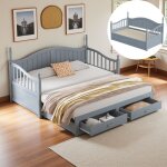 Dans les nuages - lit gigogne 90x190 / 180x190 cm, canap� lit 2 places avec dossier et accoudoirs incurv�s, ...