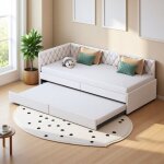 Dans les nuages - lit gigogne 90x200 cm, 2 places, avec espace de rangement, sommier � lattes en bois, ...