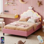 Dans les nuages - lit simple 90x200 cm, avec led, t�te de lit de couronne r�glable en hauteur, app, sommier ...