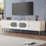 Dans les nuages - meuble tv 170 cm, avec 2 portes de rangement, 2 portes en verre arc, pieds en mtal, ...
