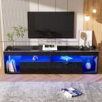 Dans les nuages - meuble tv 180 cm avec led, banc tv compatible avec des t�l�viseurs jusqu'� 70 pouces, ...