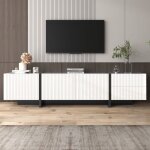 Dans les nuages - meuble tv 190 cm, avec 3 portes, 2 tiroirs de rangement, étagères, décoration lignes, ... Dans les nuages - meuble tv 190 cm, avec 3 portes, 2 tiroirs de rangement, étagères, décoration lignes, ...