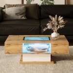 Dans les nuages - table basse 110 cm, rectangulaire, avec �clairage led, 2 tiroirs de rangement, plateau ...