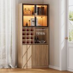 Dans les nuages - vitrine 180 cm, meuble de rangement avec 2 portes en bois, 2 portes en verre, �clairage ...