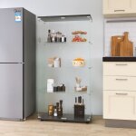 Dans les nuages - vitrine en verre de s�curit� tremp� avec 2 porte, 4 �tag�res, cadre en bois, serrures, ...