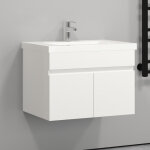 Ocean 59(l)x38, 5(w)x40(h)cm meuble salle de bain blanc 2 portes avec une vasque � suspendre pour un ...