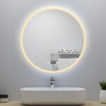 Ocean 80cm horloge miroir led rond 3 couleurs salle de bain