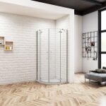 Oc�an cabine de douche d'angle 1 / 4 rond 90x90x195 cm - porte � charni�re - design moderne - �tanche ...