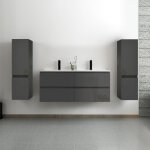 Ocean ensemble meuble salle de bain 120 cm anthracite brillant avec 4 tiroirs � fermeture automatique, ...