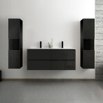 Ocean ensemble meuble salle de bain 120 cm noir brillant avec 4 tiroirs � fermeture automatique, double ...