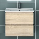 Ocean ensemble de meubles de salle de bain 60cm avec vasque, 2 tiroirs, suspendu, matte
