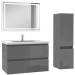 Ocean ensemble de meuble salle de bain 79cm avec 2 tiroirs, miroir led + colonne 110cm, meuble anthracite ...