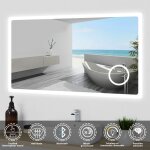 Ocean sanitaire - ocean led bluetooth miroir tactile de salle de bain 80x60 cm avec loupe 3 couleurs ...